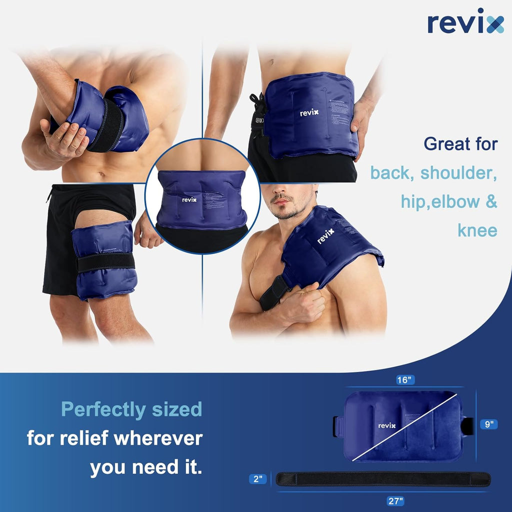 Ice Pack for Injuries Reusable Gel for Lower Back & Shoulder, Navy