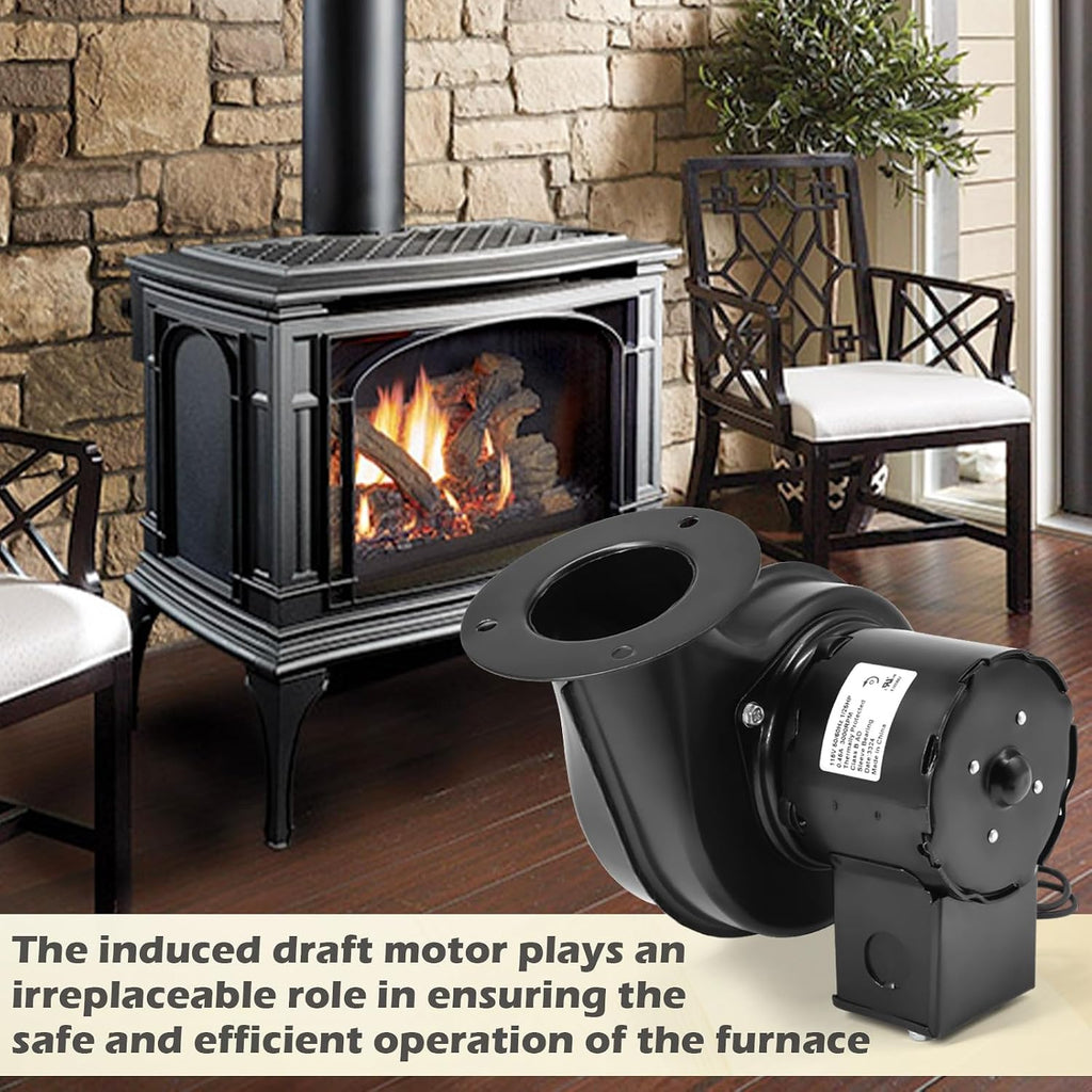 Draft Inducer Blower Motor Compatible with Dayton 1TDN7, 1TDN7A, 4C440, 1C180, Fasco 50747-D401, 7121-3466 Wood Furnace &Stove Centrifugal Blower Fan Replacement