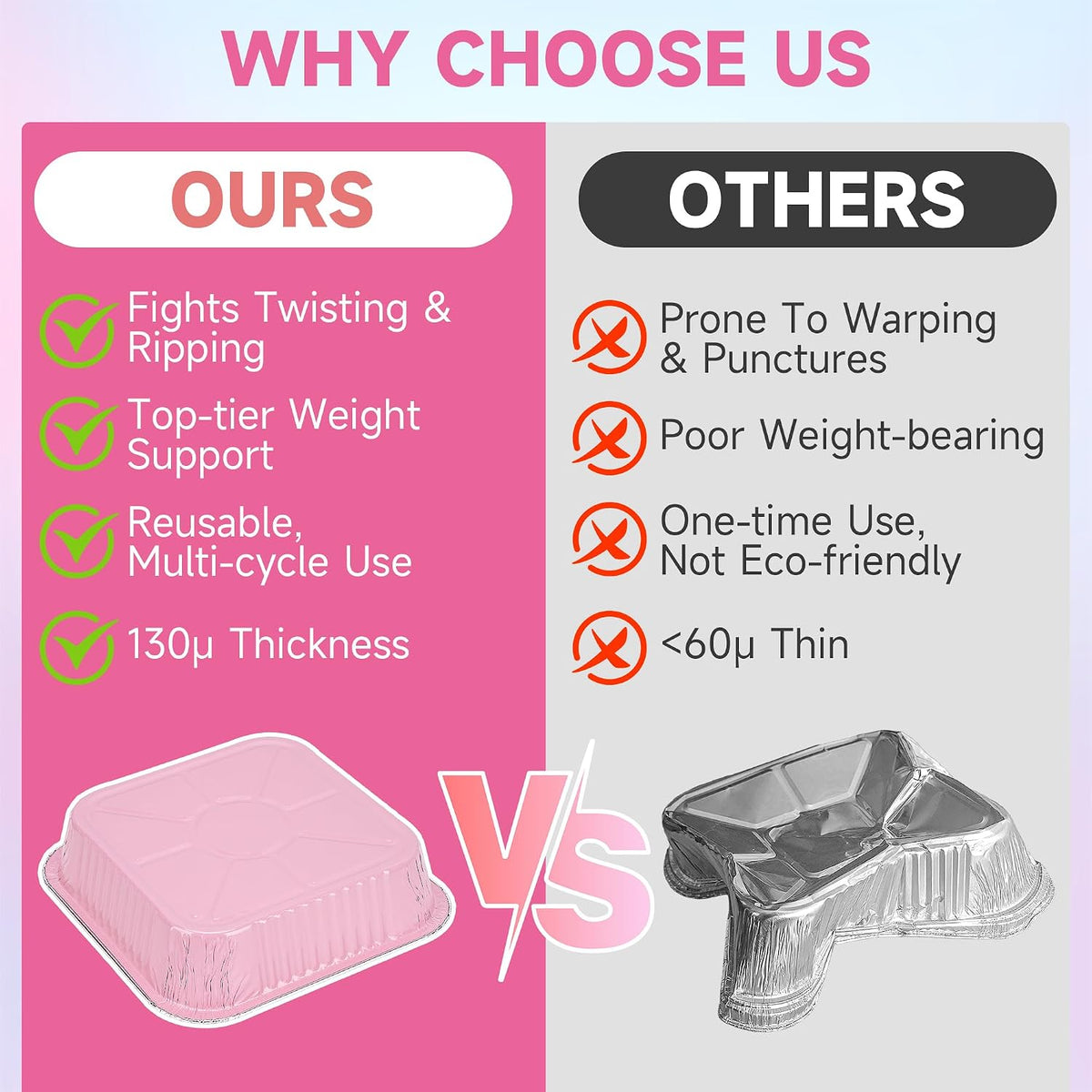 (35 Pack)Pink 8x8 Inch Disposable Aluminum Foil Pans&Square Cake Pans for Parties, Clear Plastic Lids,Eco-Friendly