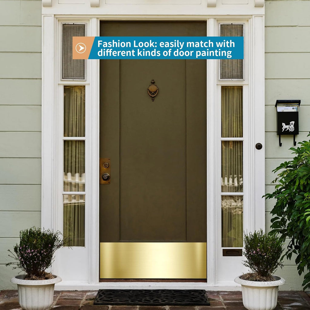 Stainless Steel Door Kick Plate, 10" x 34" Door Push Plate, Self Adhesive Kickplate for 36" Doors Interior or