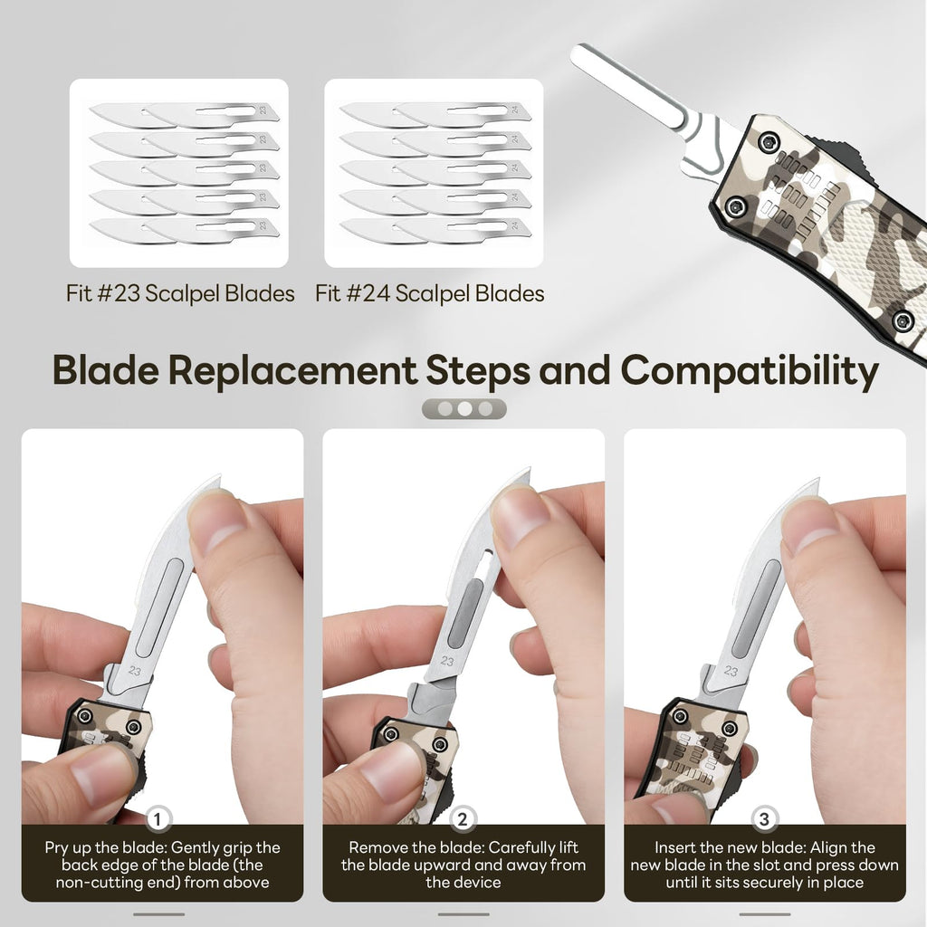 EDC Scalpel Knife Automatic Retractable Utility Knife Replaceable Blade