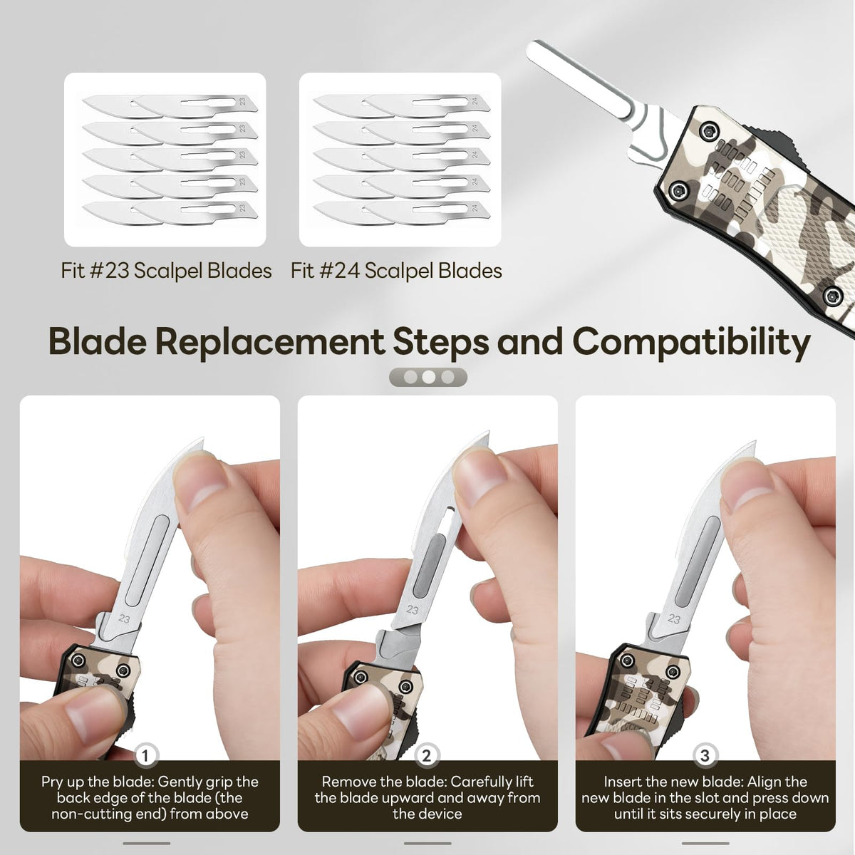 EDC Scalpel Knife Automatic Retractable Utility Knife Replaceable Blade