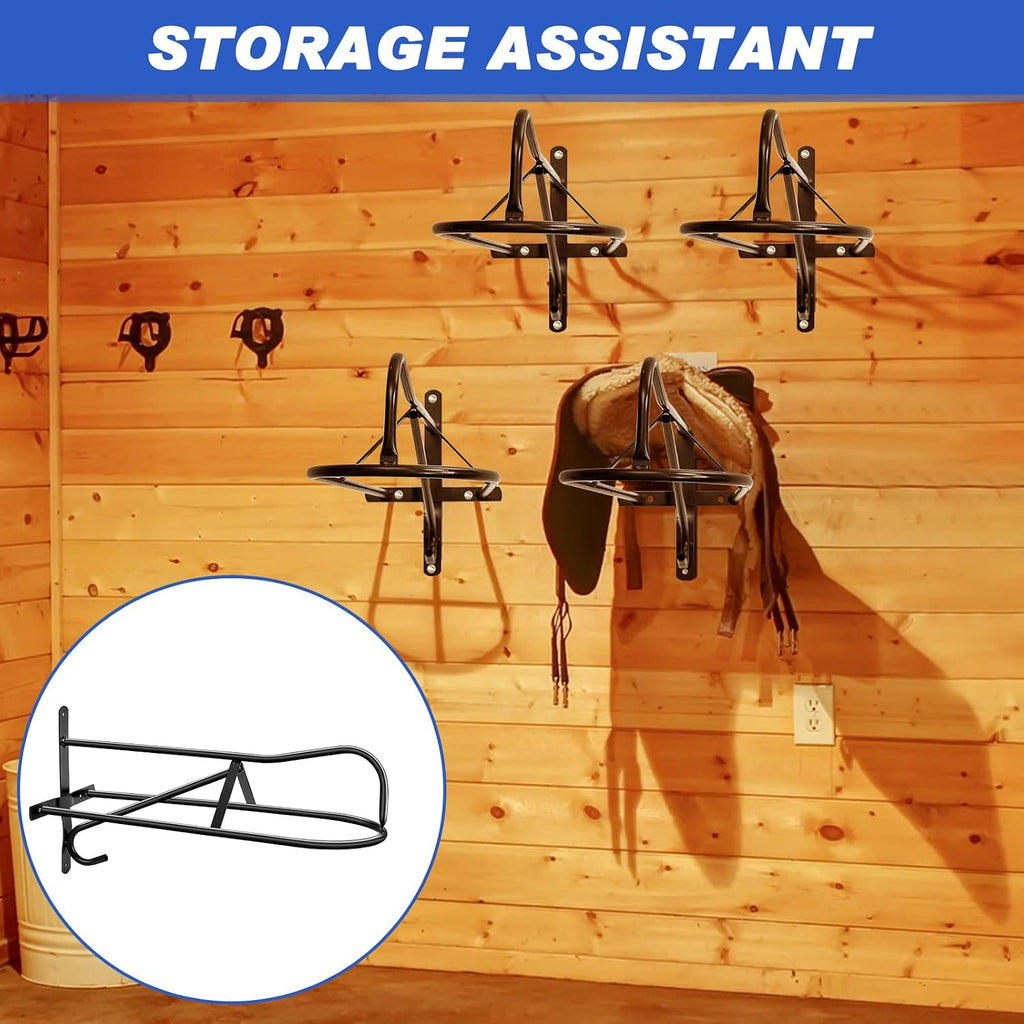 4 Sets Saddle Rack Wall Mounted Black Holder for Western Saddles