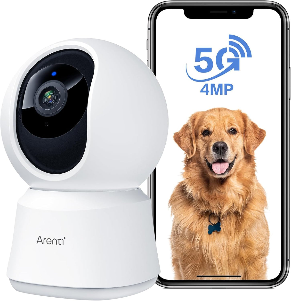 4MP Pet Camera P2Q, 5G WiFi 6 Indoor Security Camera, Free Phone App