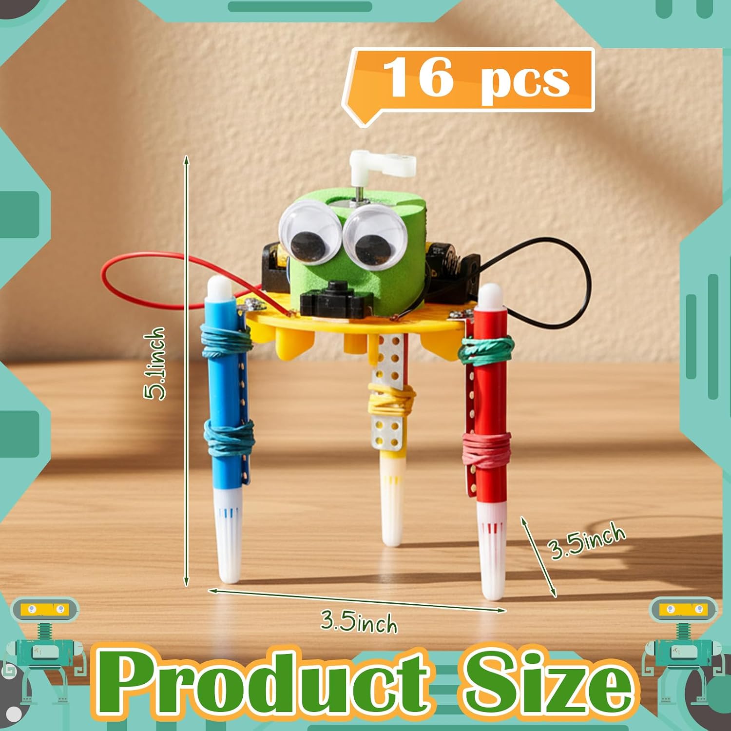16 Pcs Doodling Robot Building Kits Stem Craft Kits for Kids 8-12, Stem Robotics Kit Toys Educational Robotics DIY