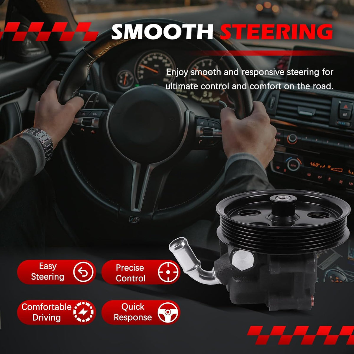 20-324 Power Steering Pump Fit for Escape 2005-2007 2.3L L4, for Tribute 2005-2006 2.3L L4, for Mariner 2005-2006 2.3L L4, Power Assist Pump Replace for 20-324