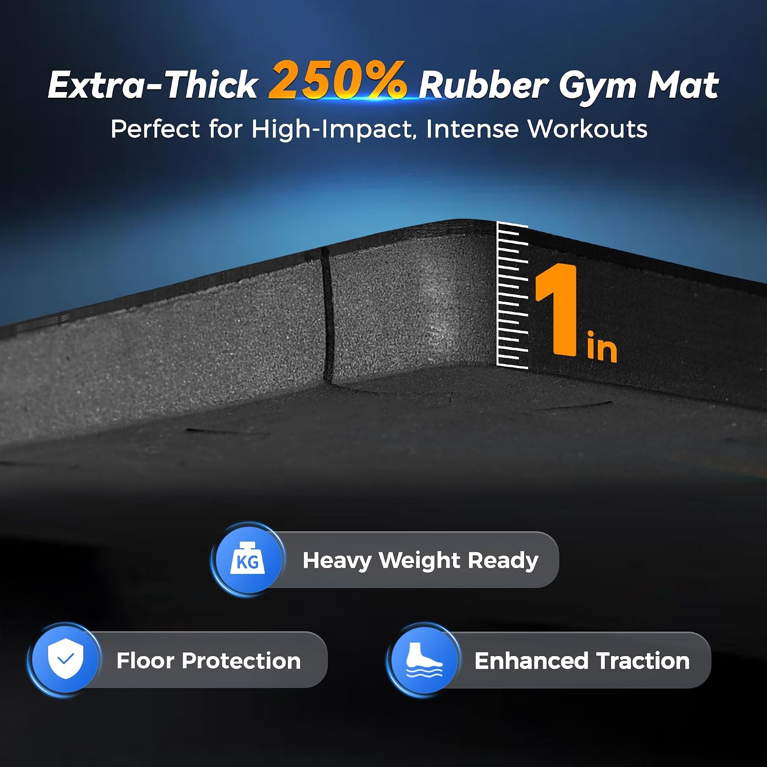 1" Extra-Thick Rubber Top Exercise Mat, Puzzle Gym Flooring for Home Gym, Gym Mat for Workout Equipment, Interlocking