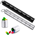 2 Pack Metal Weekly Pill Organizer Travel Pill Container with Keychain 7 Day Weekly Waterproof Small Capsules Holder