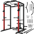 C1-V4 Power Cage, 2000LBS Squat Rack with LAT Pulldown, Multi-Function Weight Cage Strength Training Machine, Workout