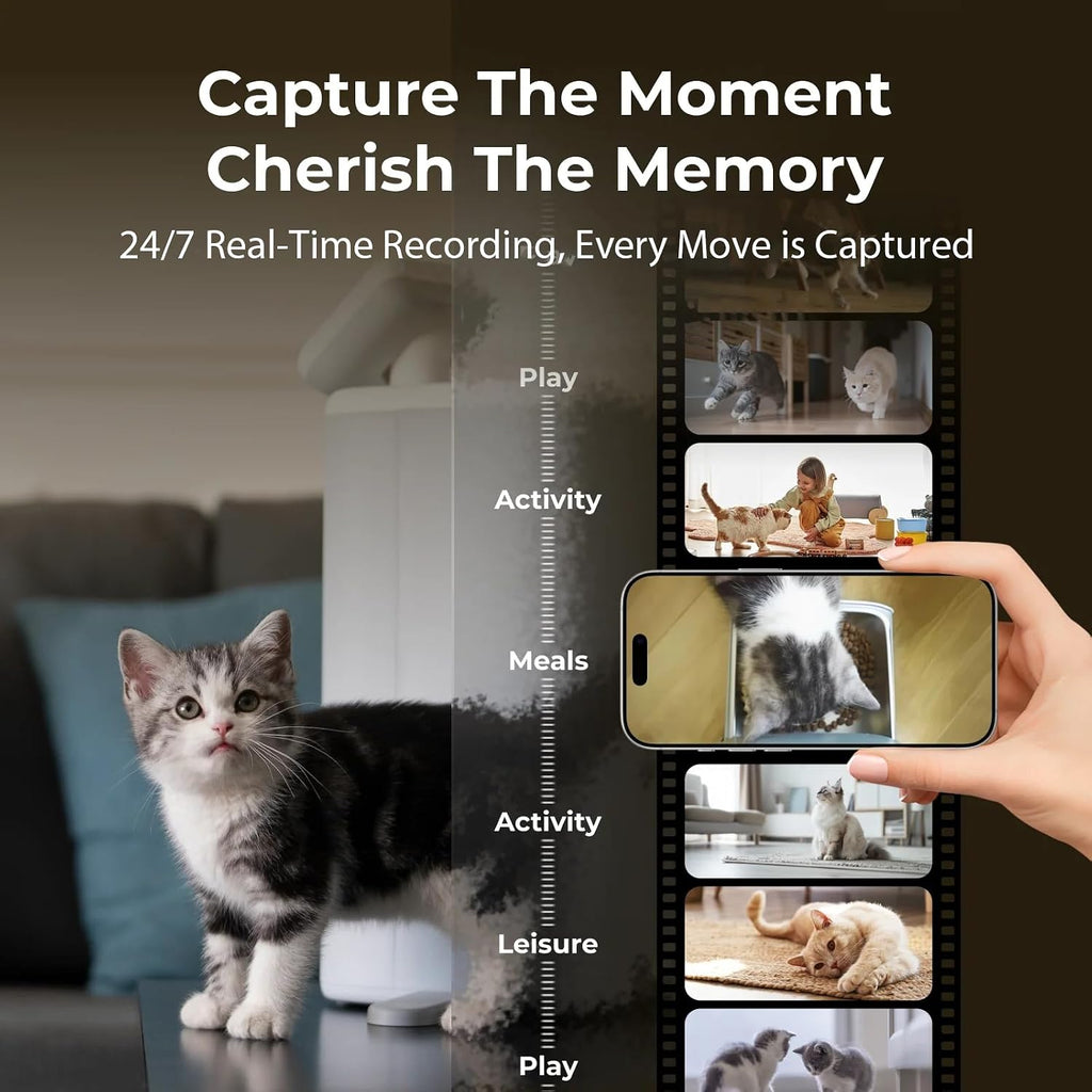 Robot Pet Camera with One-Tap Treat Dispensing | Mobile 360° Monitor, 2-Way Audio, and Smart Tracking | No Monthly