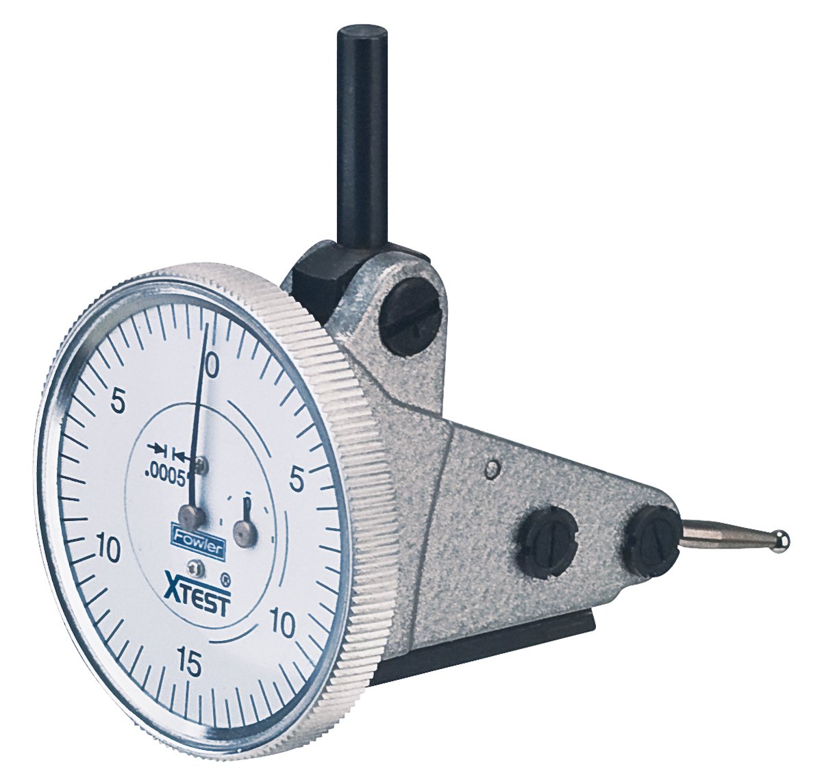 Fowler 52-562-004 Vertical White Dial X-Test Indicator, 0.0005" Graduation Interval, 0.060" Maximum Measuring Range, 1.5" Diameter