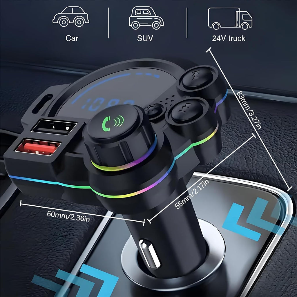 PD 30W Type-C Car Charger & Bluetooth 5.3 FM Transmitter, ‌Premium Wireless FM Transmitter with QC3.0 + PD20W Fast