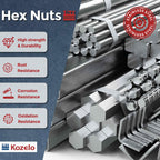 Kozelo 170pcs[M8-1.25] Hex Metric Nuts 304 Stainless Steel Silver