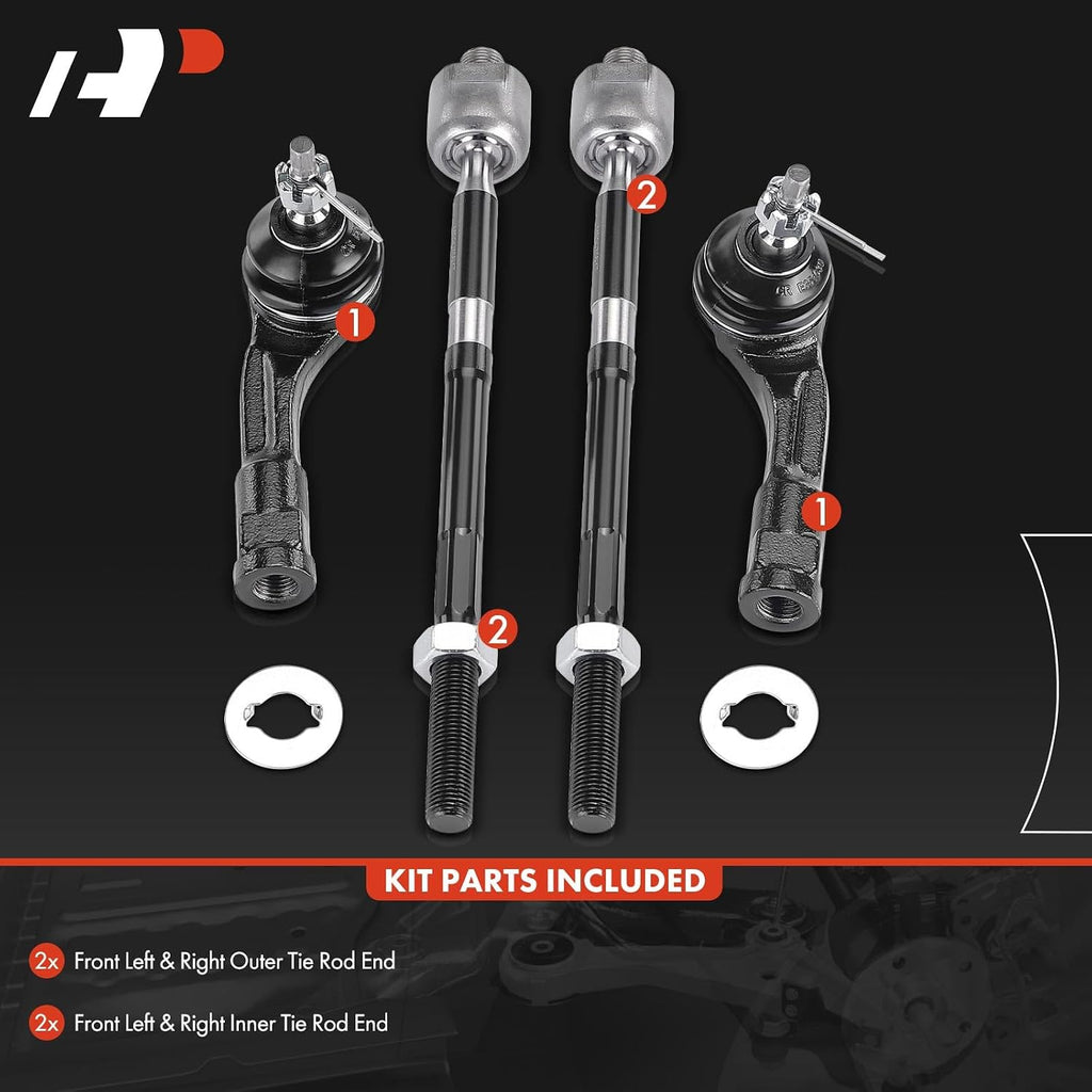 A-Premium Front Inner & Outer Tie Rod End Kit Fix Uneven Tire Wear