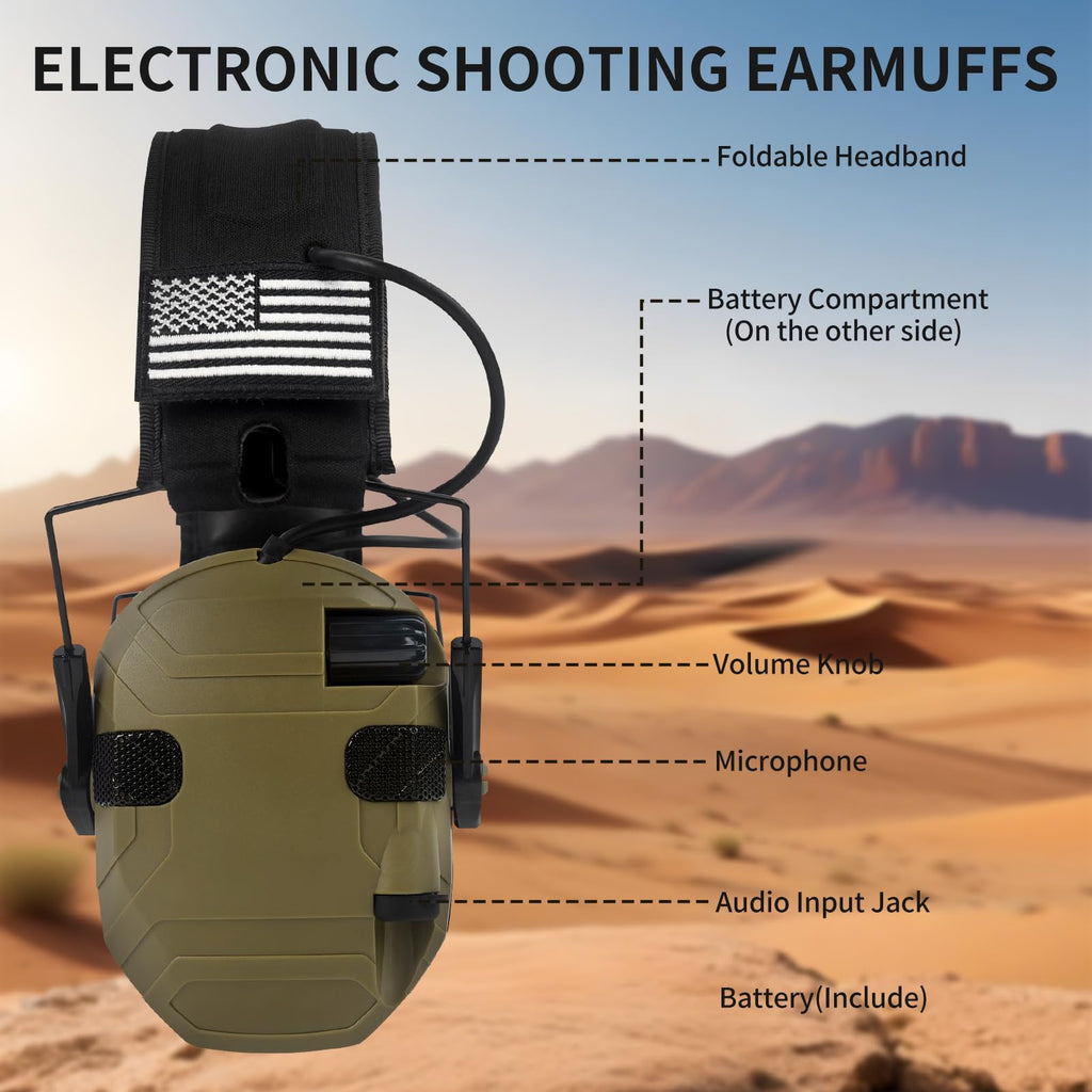 Electronic Shooting Earmuffs NRR23dB Sound Amplification Hearing Protection
