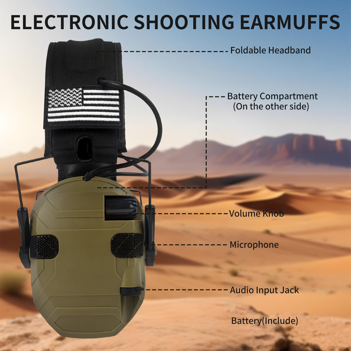 Electronic Shooting Earmuffs NRR23dB Sound Amplification Hearing Protection