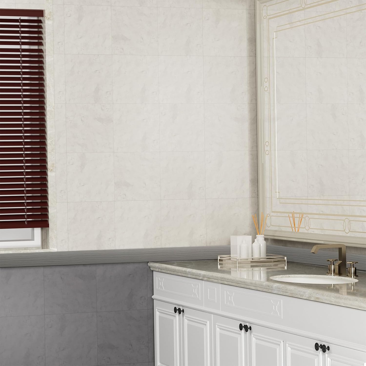 Floor Transition Strip for Carpet to Tile, Grey Wood, 4' x 1.57"