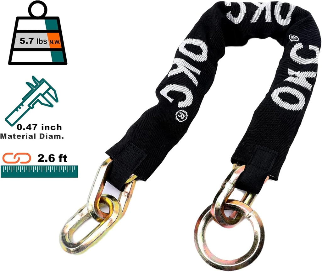Maximum Heavy Duty Security Chain 2.6 ft x 1/2 in Thick, Hardened Alloy Steel Lock Chain, Cut Proof Chain Ideal for