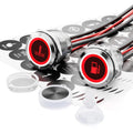 FILN 2PCS 19mm LED Latching Push Button Switch 12V 24V IP67 Red