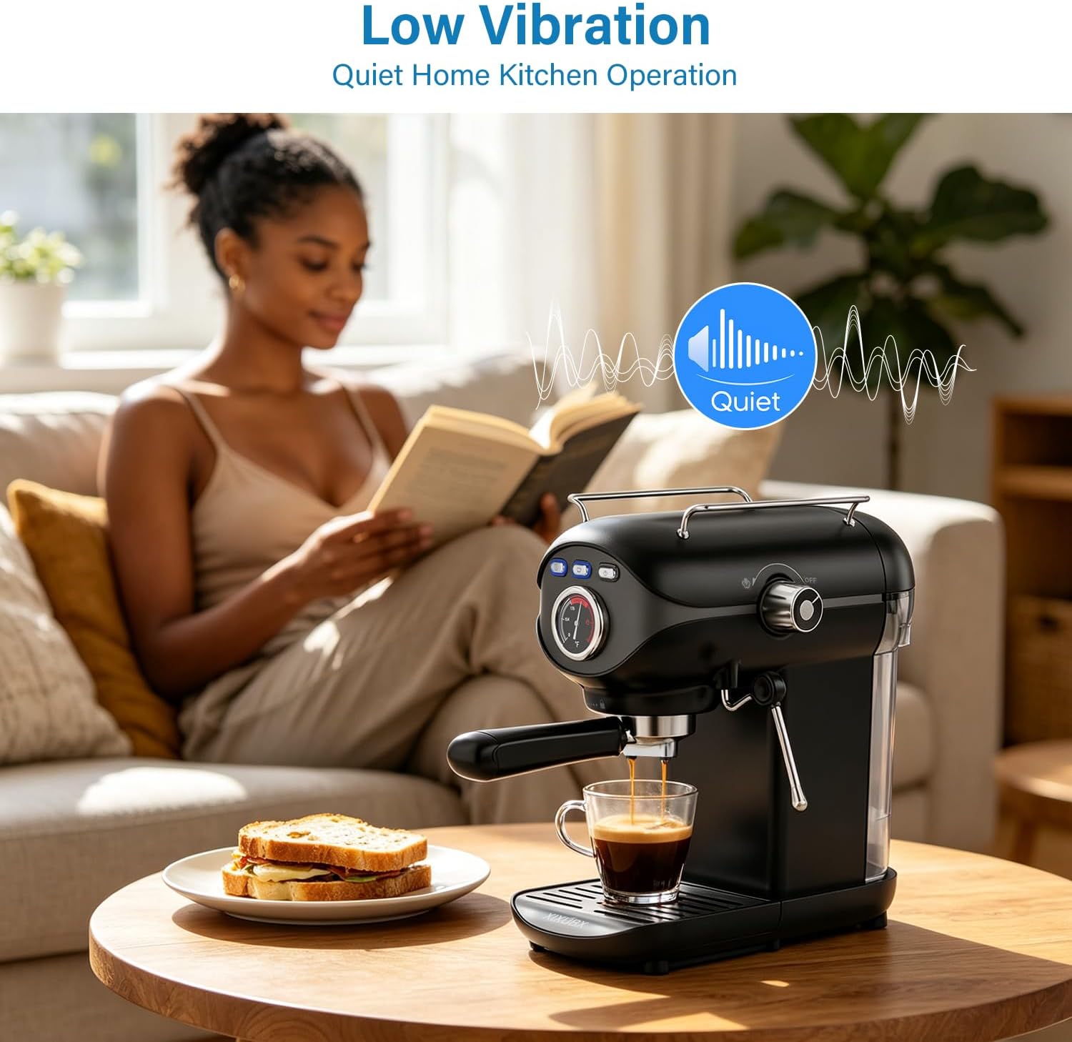 Espresso Machine, Compact Espresso Maker with Milk Frother | 20-Bar Pump, PID Control, Low Vibration Coffee Maker