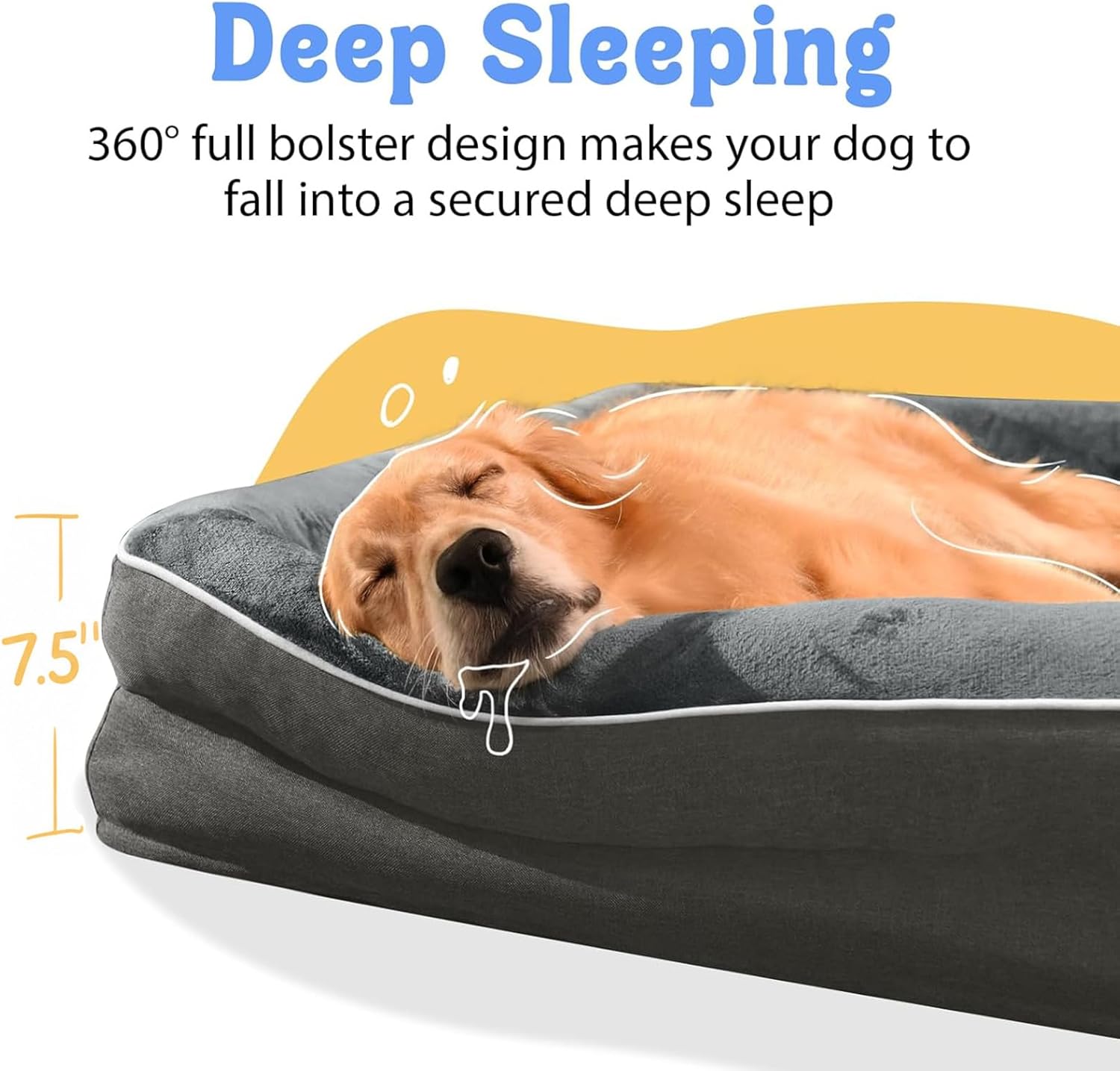 Large Orthopedic Dog Bed for Extra Large Dogs, Waterproof XL Egg-Crate Foam Dog Bed with Removable Washable Cover &
