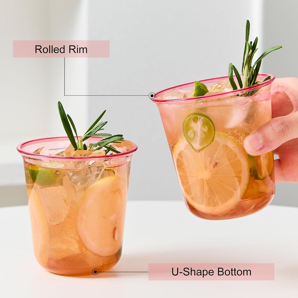 12 oz Pink Plastic Cups for Party, 50 Pack