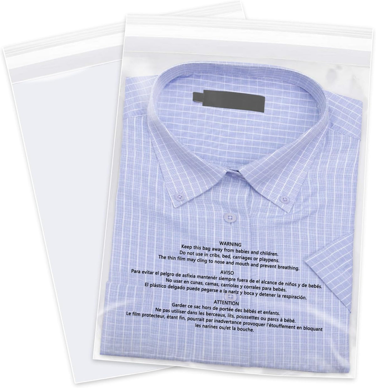 8" x 10" (500 Count) Clear Poly Bags with Suffocation Warning
