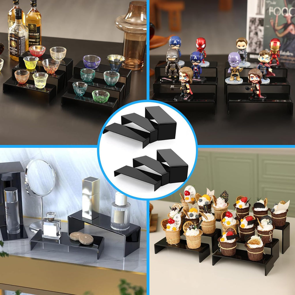 12 Pcs 8'' Risers Display Stands, 3 Tiers 4mm Display Risers | Ideal for Collectibles Stand, Party Cake Dessert
