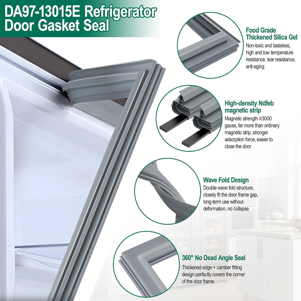 UPGRADED DA97-13015E Refrigerator Door Gasket Replacement Compatible with Samsung Refrigerator Parts Door Seal, Replaces RF28HDEDPWW RF28HFEDBSR RF28HDEDBSR RF23HCEDTSR Fresh Food Door Gasket