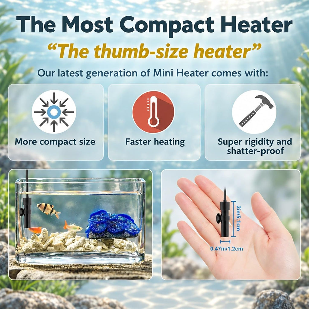 10W USB 5V/2A Alumina Ceramic Super Mini Aquarium Betta Heater for Tanks ≤ 1 Gal