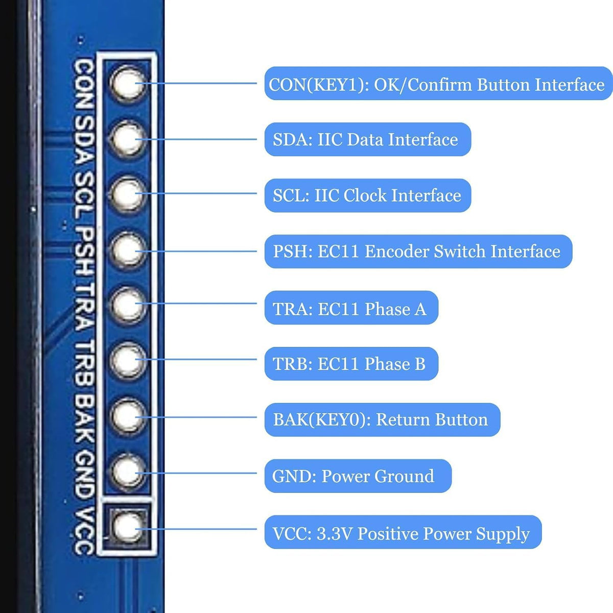 4PCS 0.96 Inch OLED I2C IIC Display Module with EC11 Rotary Encoder