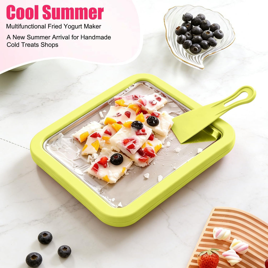 Instant Ice Cream Maker, Rolled Ice Cream Maker, Frozen Yoghurt Plate Instant Gelato Pan Roll, Homemade DIY for Fun