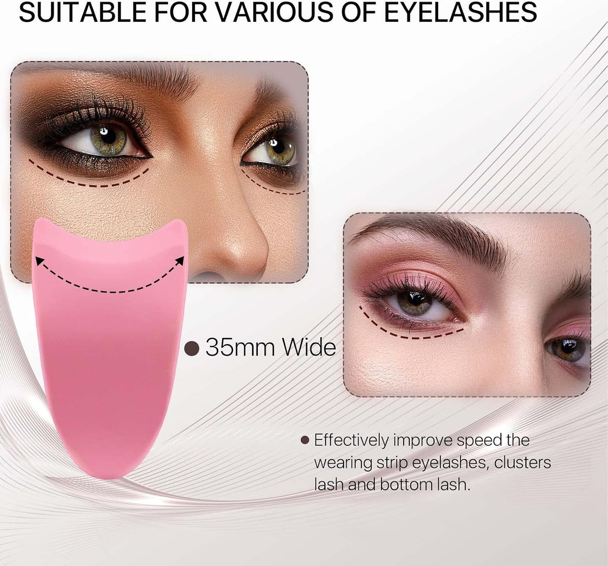 Eyelash Applicator Tool 35mm Width Lash Applicator Clip, 1PCS Eyelash Tweezers for False Lashes, Pink