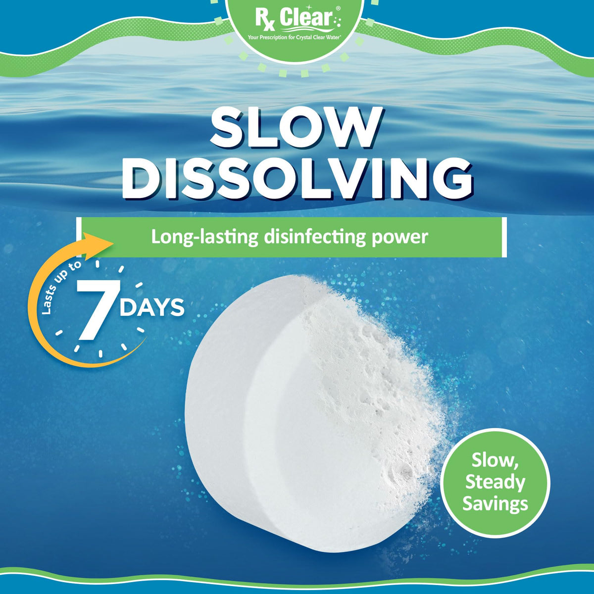 1" Inch Chlorine Tabs | 8 Pounds | Slow Dissolve Tablets