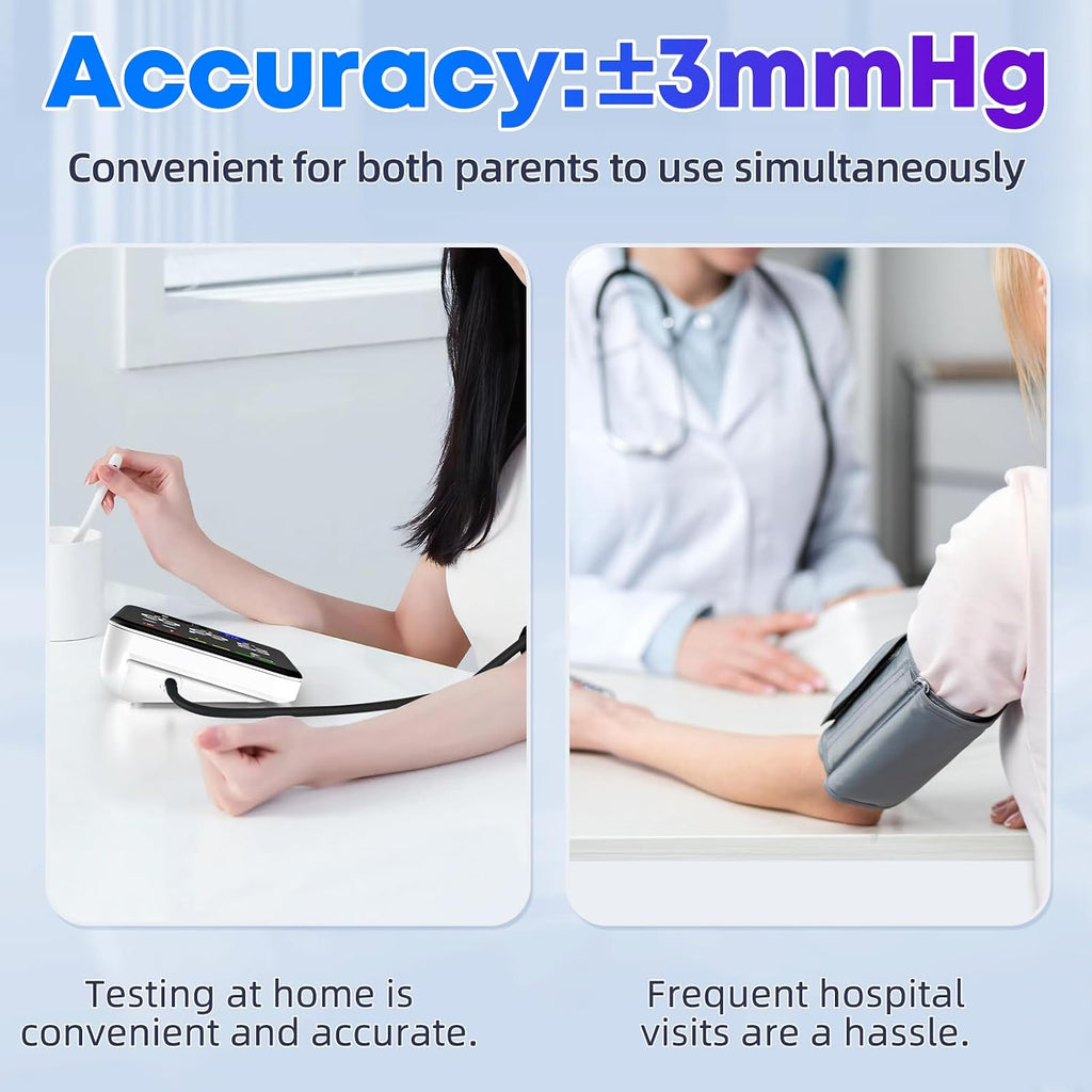 Blood Pressure Monitor Rechargeable Upper Arm, Large Screen, Black | Clinically Accurate, Adjustable 8.7"-16.5" BP