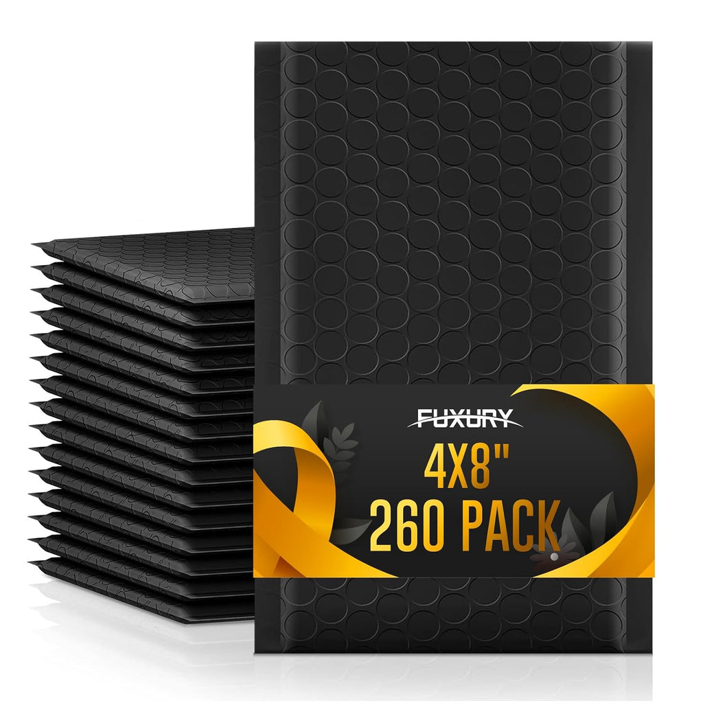 4x8 Bubble Mailer 260 Pack Black Padded Envelopes Usable Size 4x7"
