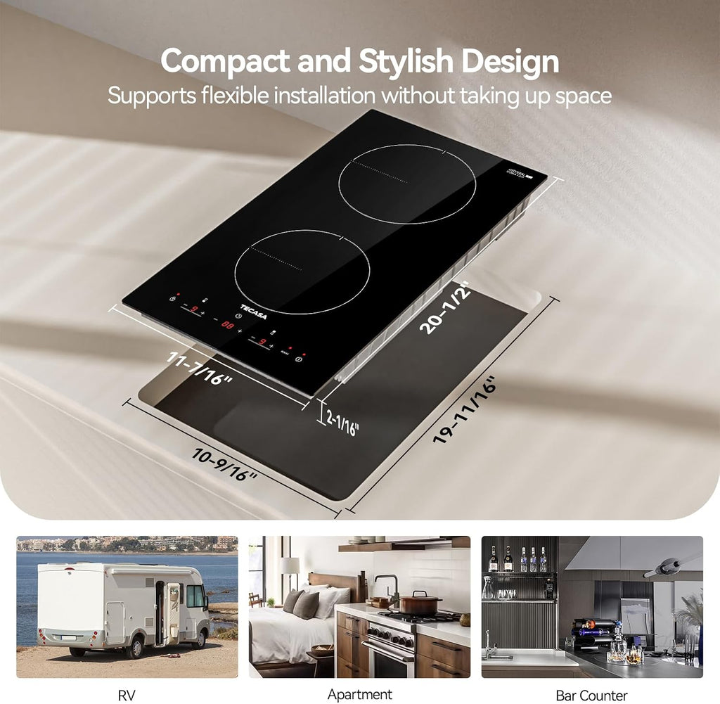 12-Inch Induction Cooktop, 2 Burners, 3,500W