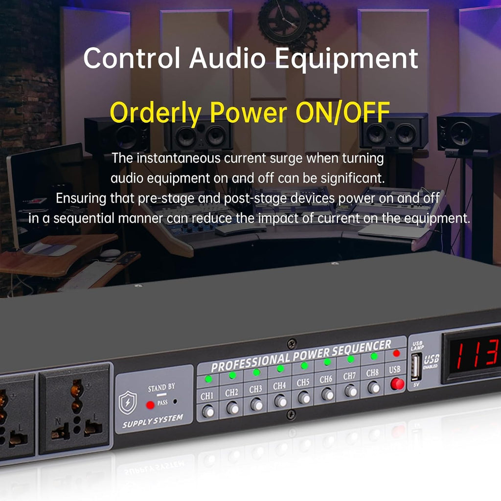 10-Outlet Power Sequencer, Power Conditioner, Independent Switch