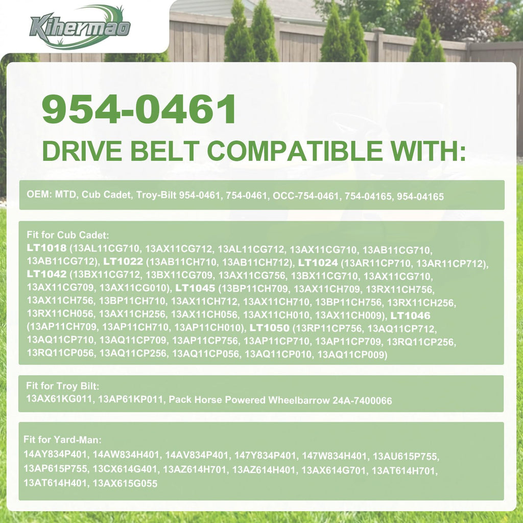 Kihermao 954-0461 Drive Belt Replacement for Cub Cadet, 1/2" x 78"