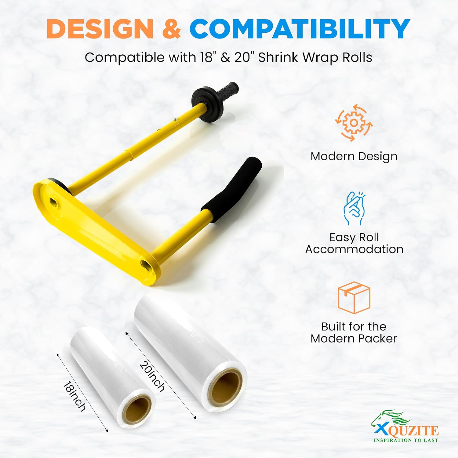 Adjustable Heavy Duty Stretch Film & Plastic Wrap Dispenser – Shrink Wrap Handle for 18" & 20" Rolls – Boxes and