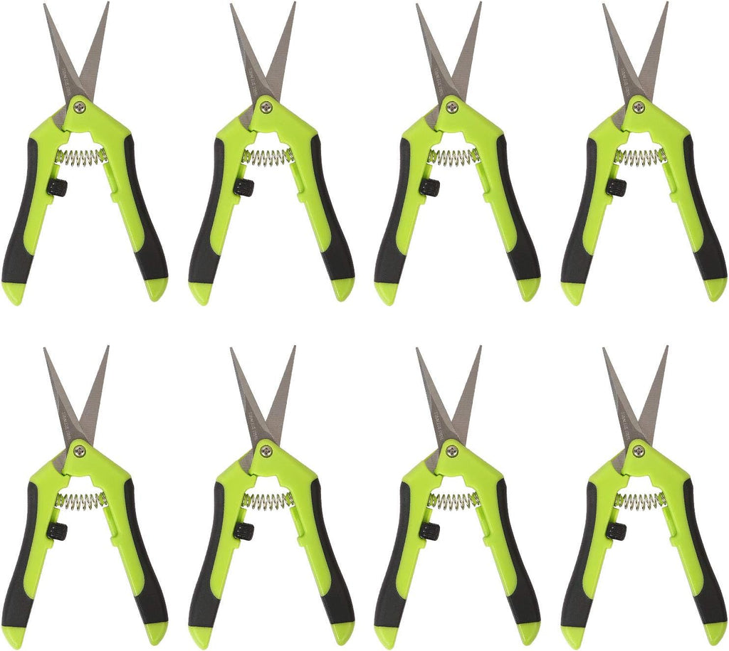 8 Pack 6.5 Inch Bud Trimming Scissors, Professional Stainless Steel Gardening Hand Pruners Micro-Tip Pruning Snips