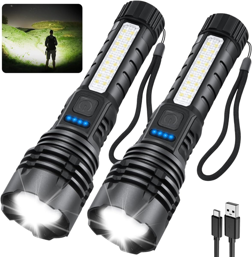 Rechargeable Flashlights High Lumens, 7Mode Super Bright Flashlight Powerful, Adjustable Tactical Flash Light, Gifts
