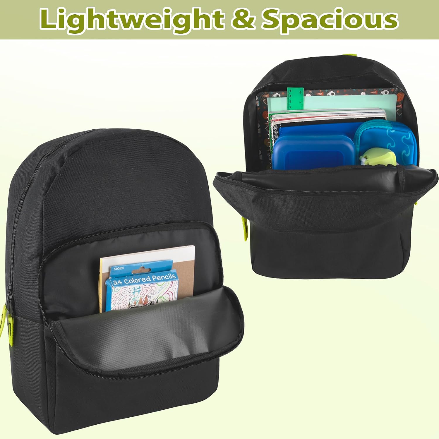 15 Inch Backpack for Kids, Preschool, Elementary & Middle School Students – Spacious Bookbag with Large Front Pocket