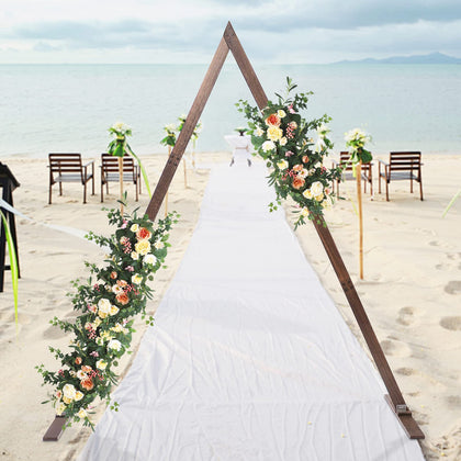 8.2ft Wooden Wedding Arch,Triangle Backdrop Arch Stand for Wedding Ceremony,Rustic Wedding Arch Frame Decorations for