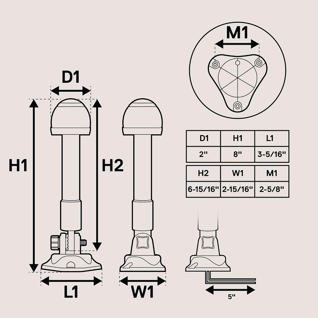 TRUE MODS 8 Inch White Anchor LED Marine Boat Navigation Light