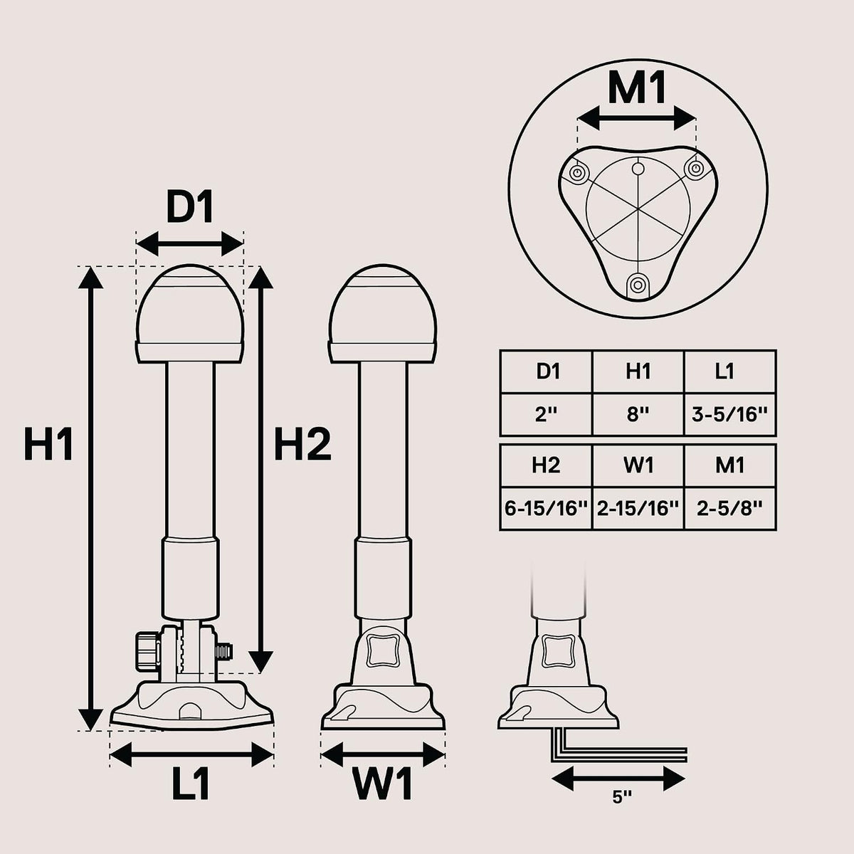 TRUE MODS 8 Inch White Anchor LED Marine Boat Navigation Light