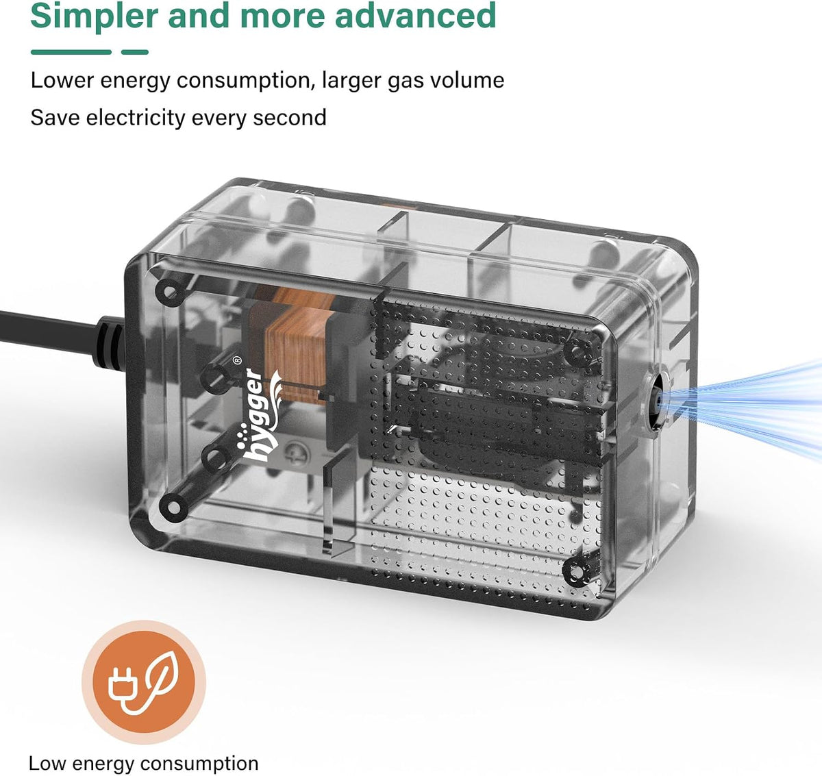 See-Through Air Pump for 20-50 Gallon Aquarium Fish Tank: Oxygen Pump,Silent Powerful Aerator Pump 1.5W 1 Air Outlets