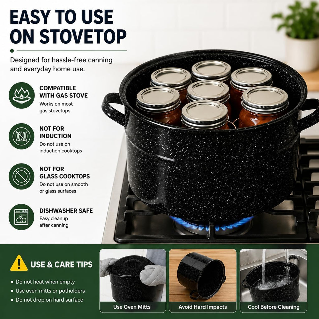 21.5 Quart Water Bath Canner - Large Food Grade Enamel Canning Pot with Rack, Heavy-Duty Canning Supplies for Jam