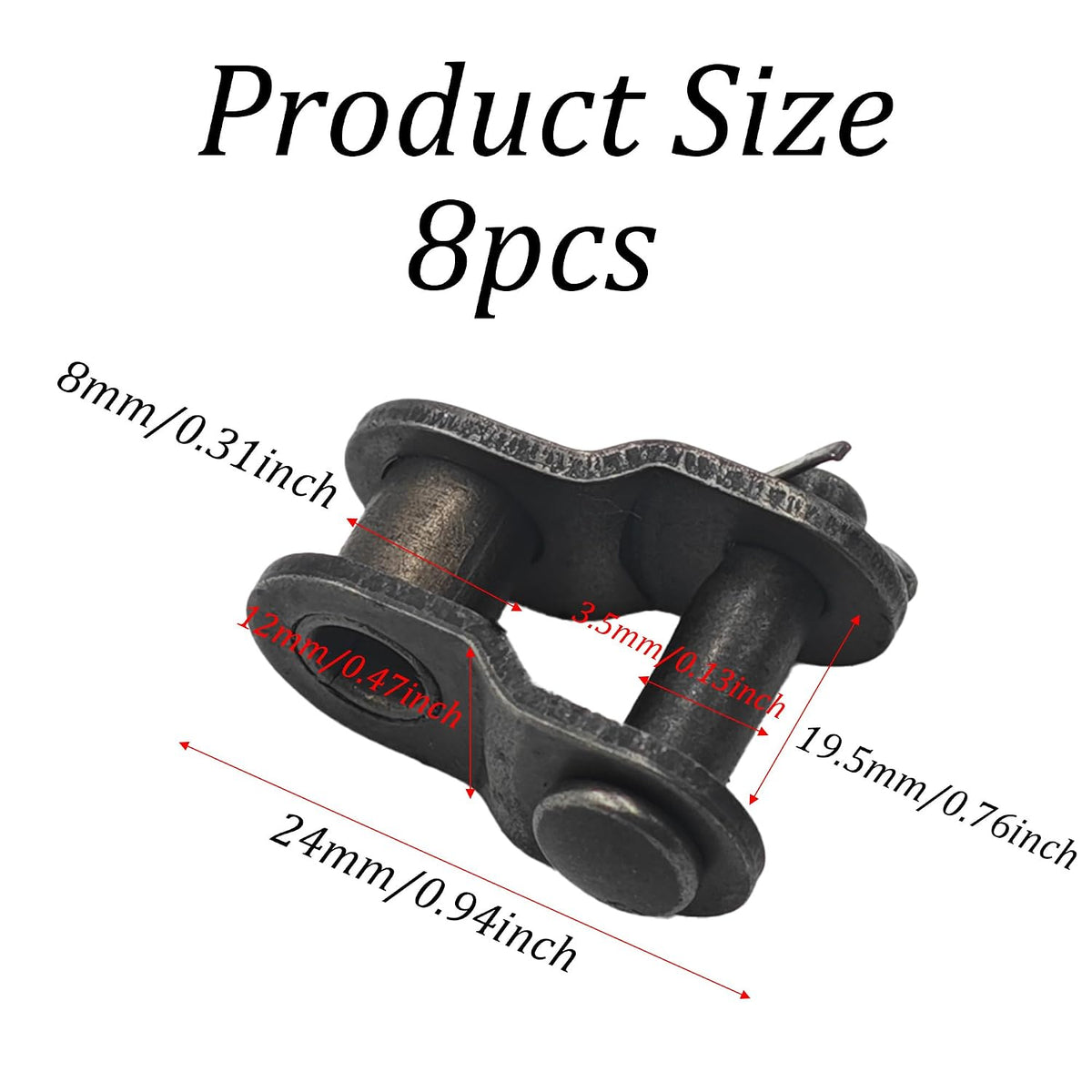 8Pcs Roller Chain Offset Link #40, Half Link Roller Chain, Carbon Steel Crank Link, Standard Chain End Split Links for Industrial and Mechanical Applications