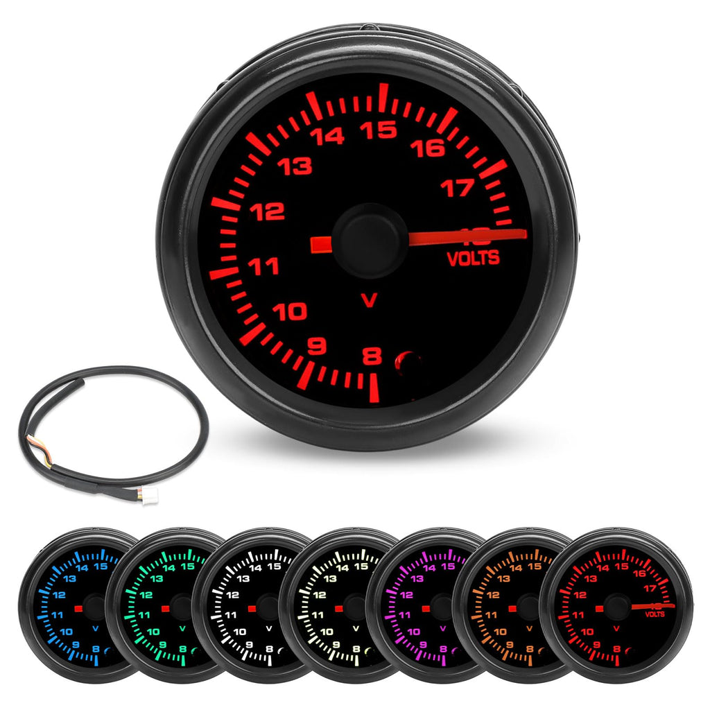 7 Color 18V Volt Voltmeter Gauge 2-1/16" 52mm